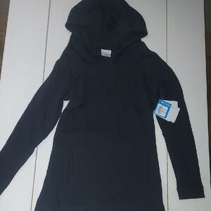 Black Hooded Long Sleeve Top. Small NWT